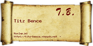 Titz Bence névjegykártya